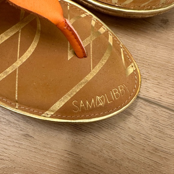 Sam & Libby Womens Leather Cut Out Cork Wedge Thong Sandals - Picture 7 of 8